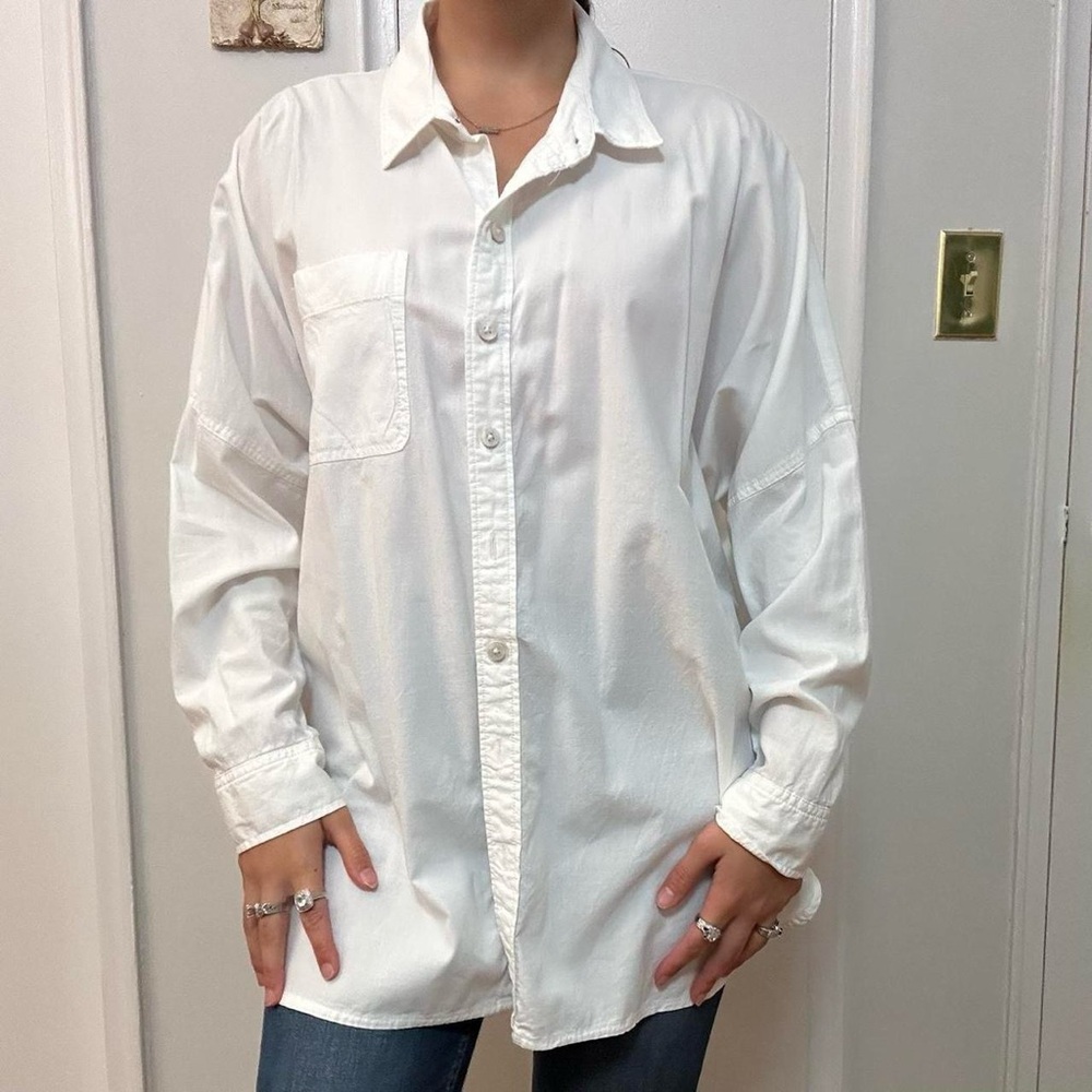 American Eagle White Oversized Button Up Size Small